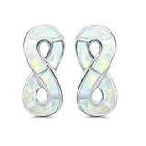 Stud Earrings Lab Created Opal 925 Sterling Silver (17mm)