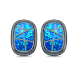 Stud Earrings Lab Created Opal 925 Sterling Silver (18mm)