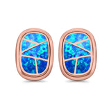 Stud Earrings Lab Created Opal 925 Sterling Silver (18mm)