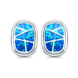 Stud Earrings Lab Created Opal 925 Sterling Silver (18mm)