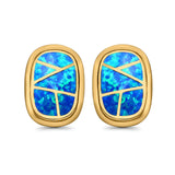 Stud Earrings Lab Created Opal 925 Sterling Silver (18mm)