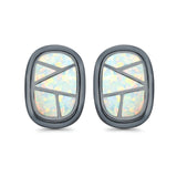 Stud Earrings Lab Created Opal 925 Sterling Silver (18mm)