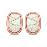 Stud Earrings Lab Created Opal 925 Sterling Silver (18mm)