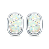 Stud Earrings Lab Created Opal 925 Sterling Silver (18mm)