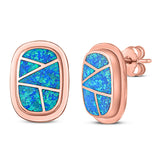 New Style Irregular Shape Stud Earring Created Opal 925 Sterling Silver (18mm)