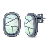 New Style Irregular Shape Stud Earring Created Opal 925 Sterling Silver (18mm)