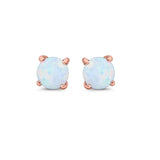 Round Stud Earrings Lab Created Opal 925 Sterling Silver (7mm)