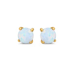 Round Stud Earrings Lab Created Opal 925 Sterling Silver (7mm)