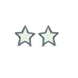 Stud Earrings Lab Created Opal 925 Sterling Silver (5mm)