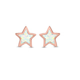 Stud Earrings Lab Created Opal 925 Sterling Silver (5mm)