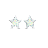 Stud Earrings Lab Created Opal 925 Sterling Silver (5mm)