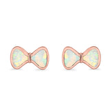 Bow Stud Earrings Lab Created Opal 925 Sterling Silver (5mm)