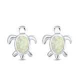 Turtle Stud Earrings Created Opal 925 Sterling Silver (13mm)