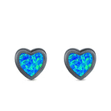 Heart Stud Earrings Created Opal 925 Sterling Silver(9mm)