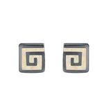 Square Spiral Swirl Stud Earrings Created Opal 925 Sterling Silver (7mm)