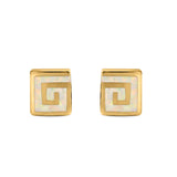 Square Spiral Swirl Stud Earrings Created Opal 925 Sterling Silver (7mm)