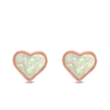 Heart Stud Earrings Created Opal 925 Sterling Silver (8mm)