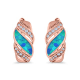 Stud Earrings Created Opal Round Simulated CZ 925 Sterling Silver(14mm)