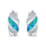 Stud Earrings Created Opal Round Simulated CZ 925 Sterling Silver(14mm)