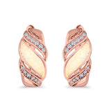 Stud Earrings Created Opal Round Simulated CZ 925 Sterling Silver(14mm)