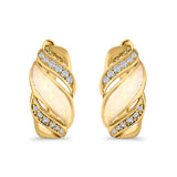 Stud Earrings Created Opal Round Simulated CZ 925 Sterling Silver(14mm)