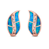 Leaf Stud Earrings Created Opal 925 Sterling Silver (17mm)
