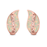 Leaf Stud Earrings Created Opal 925 Sterling Silver (17mm)