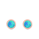 Round Stud Earrings Lab Created Opal 925 Sterling Silver (5mm)