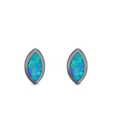 Marquise Stud Earrings Lab Created Opal 925 Sterling Silver (7mm)