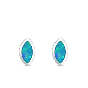 Marquise Stud Earrings Lab Created Opal 925 Sterling Silver (7mm)