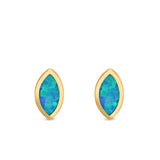 Marquise Stud Earrings Lab Created Opal 925 Sterling Silver (7mm)