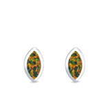 Marquise Stud Earrings Lab Created Opal 925 Sterling Silver (7mm)