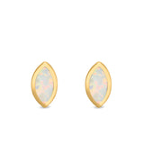 Marquise Stud Earrings Lab Created Opal 925 Sterling Silver (7mm)