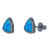 Triangle Stud Earring Created Opal Solid 925 Sterling Silver (10mm)