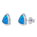 Triangle Stud Earring Created Opal Solid 925 Sterling Silver (10mm)