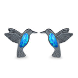 Hummingbird Stud Earrings Lab Created Opal 925 Sterling Silver (15mm)