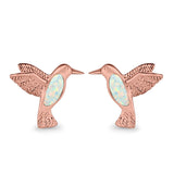Hummingbird Stud Earrings Lab Created Opal 925 Sterling Silver (15mm)