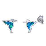 Hummingbird Stud Earring Created Opal Solid 925 Sterling Silver (10mm)