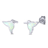 Hummingbird Stud Earring Created Opal Solid 925 Sterling Silver (10mm)