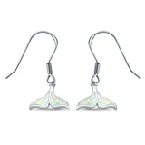 Whale Tail Earrings Drop Dangle Created Opal 925 Sterling Silver(10mm)