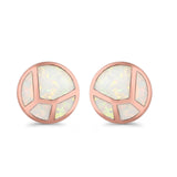 Round Stud Earrings Lab Created Opal 925 Sterling Silver (12mm)