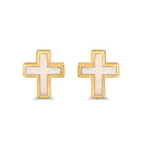 Cross Stud Earrings Lab Created Opal 925 Sterling Silver (14mm)