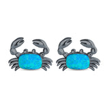 Crab Stud Earrings Lab Created Opal 925 Sterling Silver (14mm)