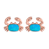 Crab Stud Earrings Lab Created Opal 925 Sterling Silver (14mm)