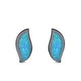 Leaf Stud Earrings Created Opal 925 Sterling Silver(11mm)