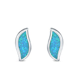 Leaf Stud Earrings Created Opal 925 Sterling Silver(11mm)