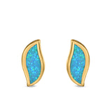 Leaf Stud Earrings Created Opal 925 Sterling Silver(11mm)