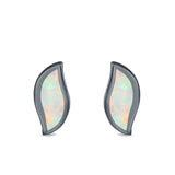 Leaf Stud Earrings Created Opal 925 Sterling Silver(11mm)