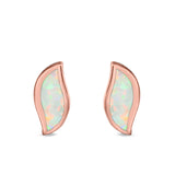 Leaf Stud Earrings Created Opal 925 Sterling Silver(11mm)