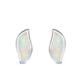 Leaf Stud Earrings Created Opal 925 Sterling Silver(11mm)